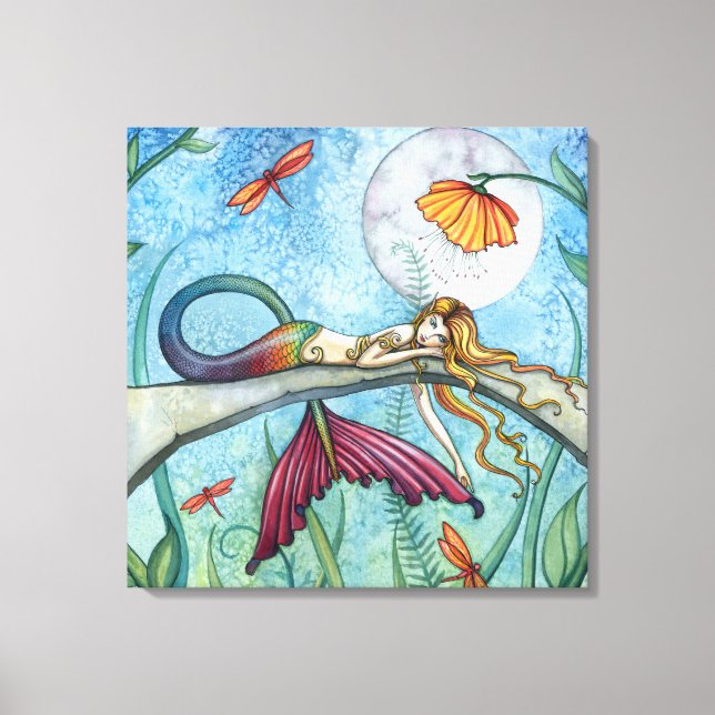 Down by the Pond Mermaid Art by Molly Harrison Canvas Print (Front)