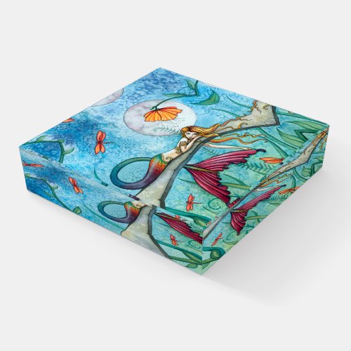 Down by the Pond Mermaid Fantasy Illustration Paperweight