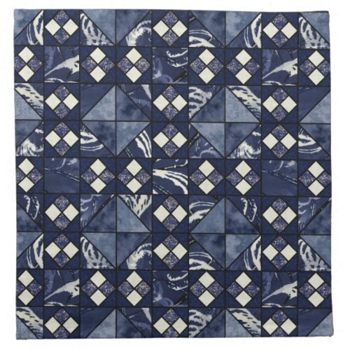 Down by the Sea in blue Cloth Napkin