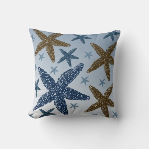 Down by the Sea Starfish Throw Pillow