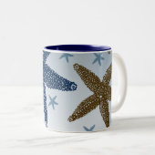 Down by the Sea Starfish Two-Tone Coffee Mug (Front Right)