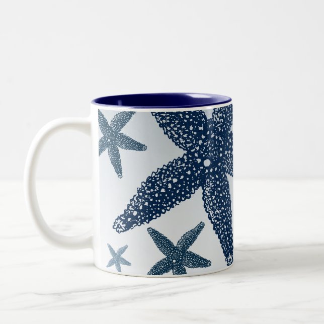 Down by the Sea Starfish Two-Tone Coffee Mug (Left)