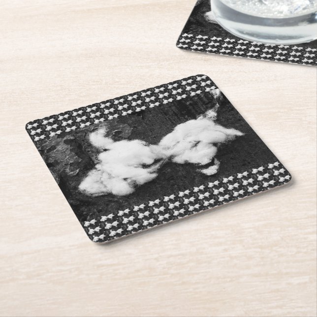 down fluffy square paper coaster (Angled)