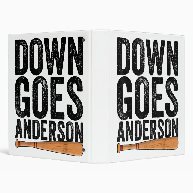 DOWN GOES ANDERSON FUNNY BASEBALL gift ANDERSON  3 Ring Binder (Background)