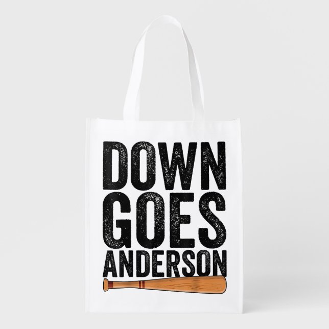 DOWN GOES ANDERSON FUNNY BASEBALL gift ANDERSON  Grocery Bag (Front)