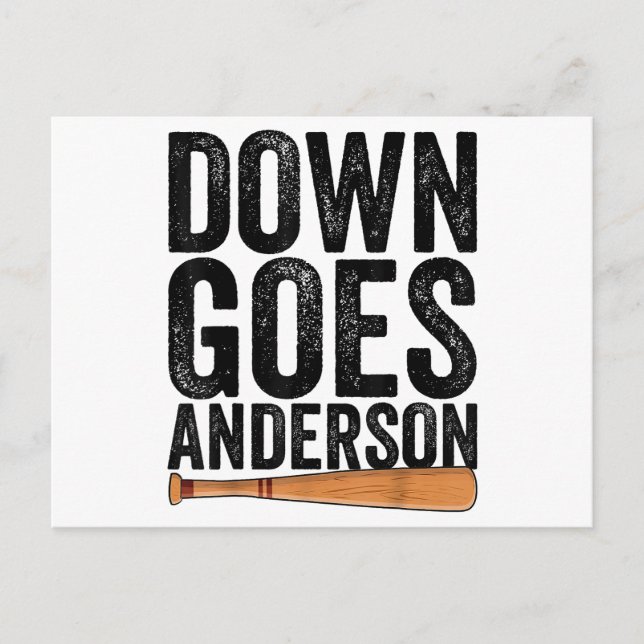DOWN GOES ANDERSON FUNNY BASEBALL gift ANDERSON  Holiday Postcard (Front)