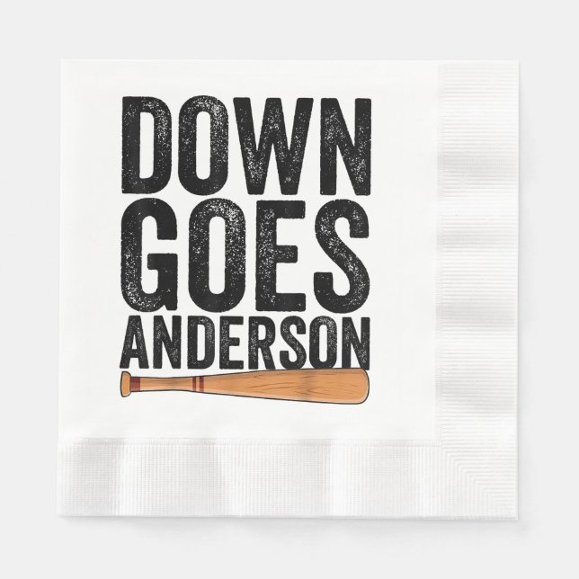 DOWN GOES ANDERSON FUNNY BASEBALL gift ANDERSON  Napkins (Front)