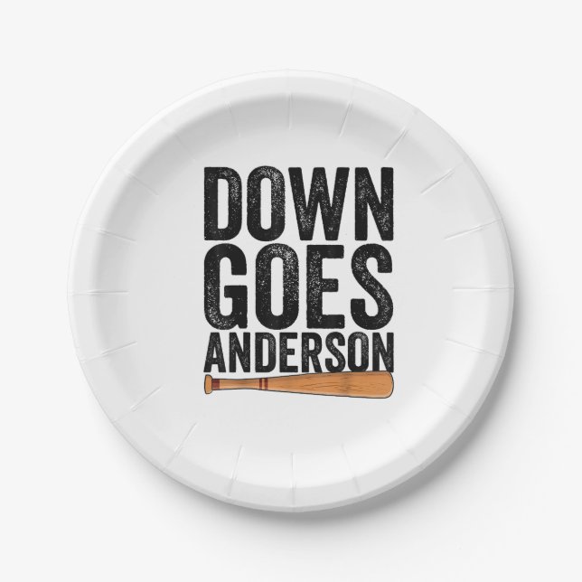 DOWN GOES ANDERSON FUNNY BASEBALL gift ANDERSON  Paper Plates (Front)