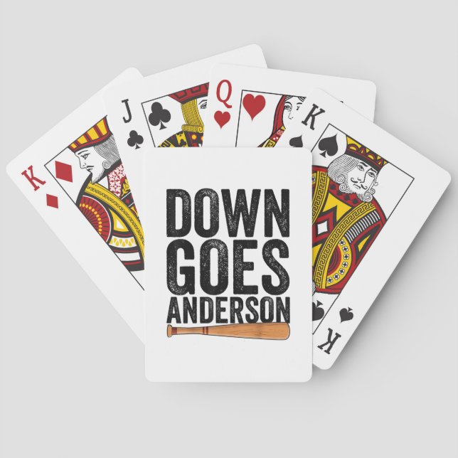DOWN GOES ANDERSON FUNNY BASEBALL gift ANDERSON  Poker Cards (Back)