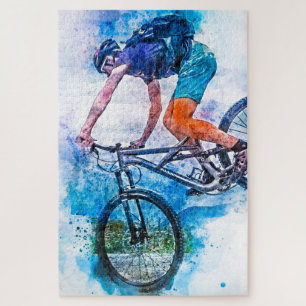 Down Hill Mountain Biking Splatter Jigsaw Puzzle