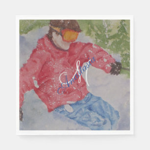 DOWN HILL SKI PARTY MONOGRAM NAPKINS