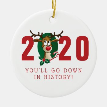 Down In History | Funny 2020 Christmas Holiday Ceramic Ornament by IYHTVDesigns at Zazzle