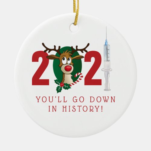 Down in History  Funny 2021 Christmas Holiday Ceramic Ornament