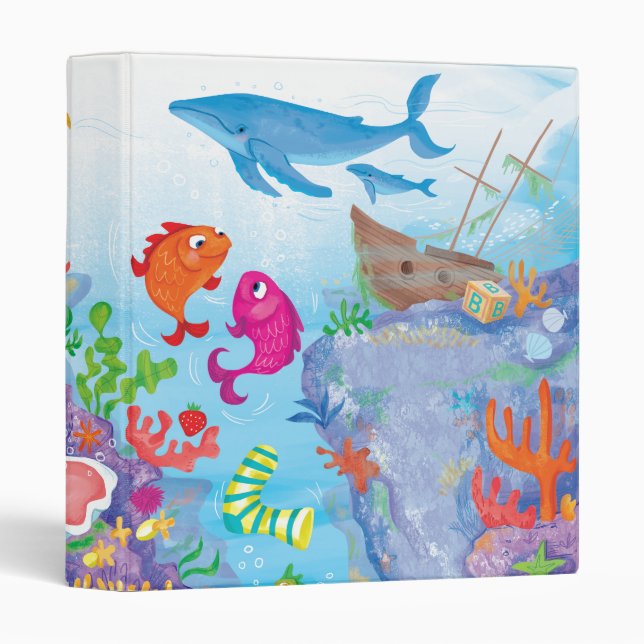 Down In The Ocean 3 Ring Binder (Front/Spine)