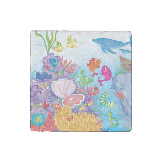 Down In The Ocean Stone Magnet (Front)