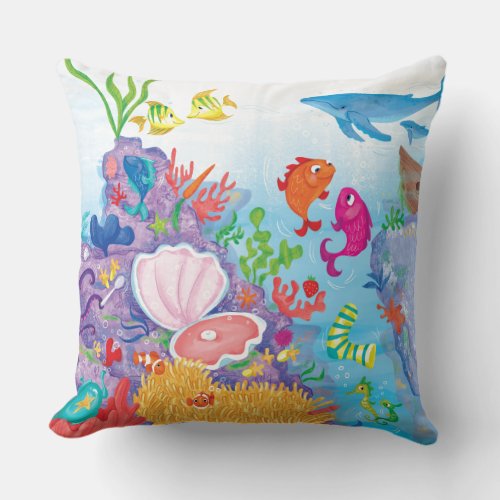 Down In The Ocean Throw Pillow