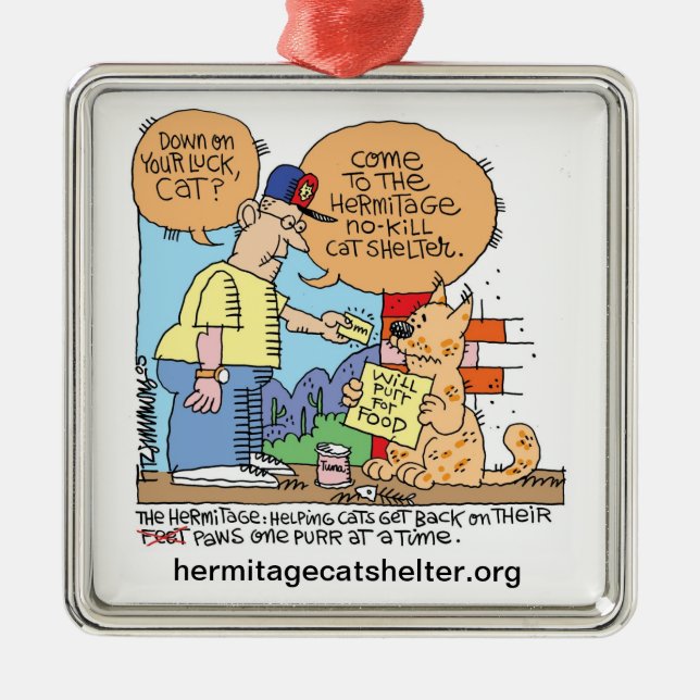 Down on Luck Cat- Ornament (Front)