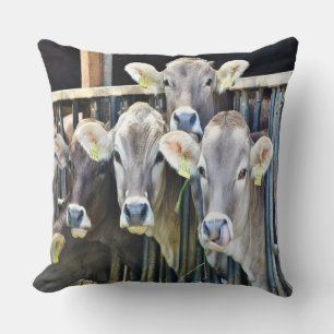 Down On The Farm Cows Throw Pillow