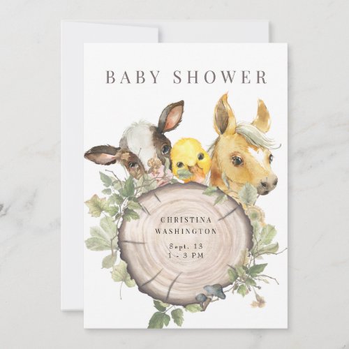 Down on the Farm Cute Baby Shower Invitation