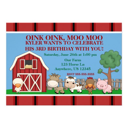 Kids Farm Birthday Invitations 6