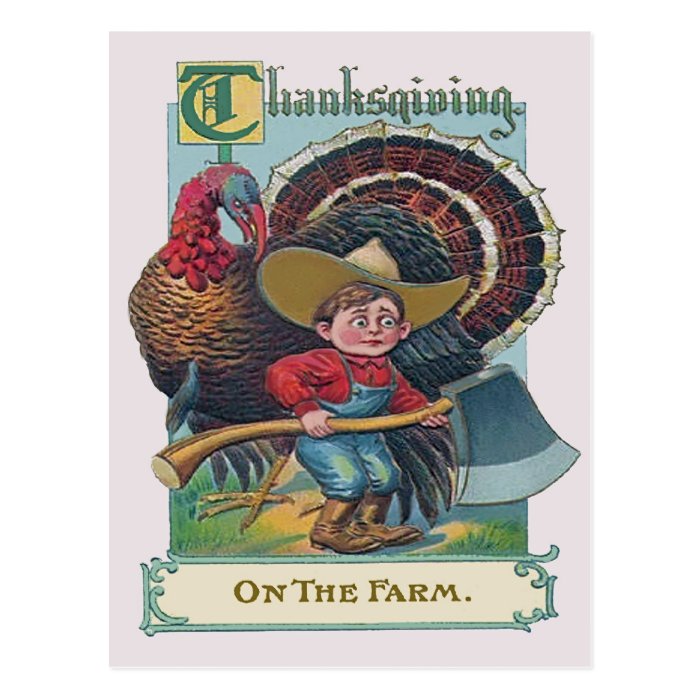down on the farm thanksgiving postcards