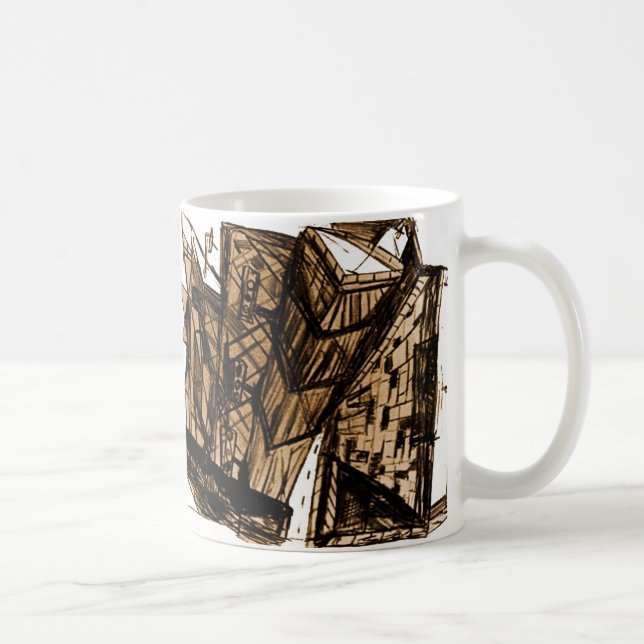 down perspective white coffee mug (Right)
