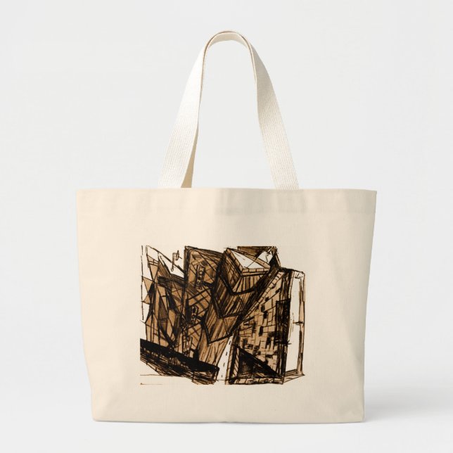 down perspective white large tote bag (Front)