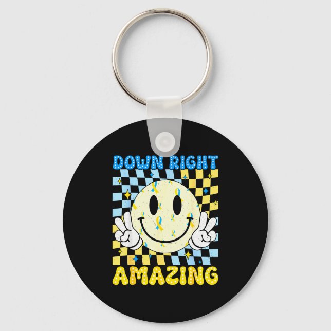 Down Right Amazing World Down Syndrome Awareness B Keychain (Front)