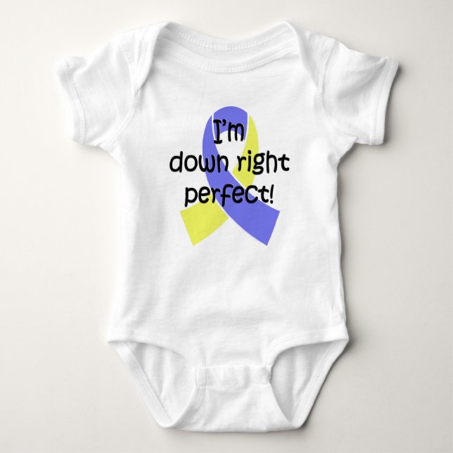 Down Right Perfect, Down Syndrome Awareness Baby Bodysuit (Front)