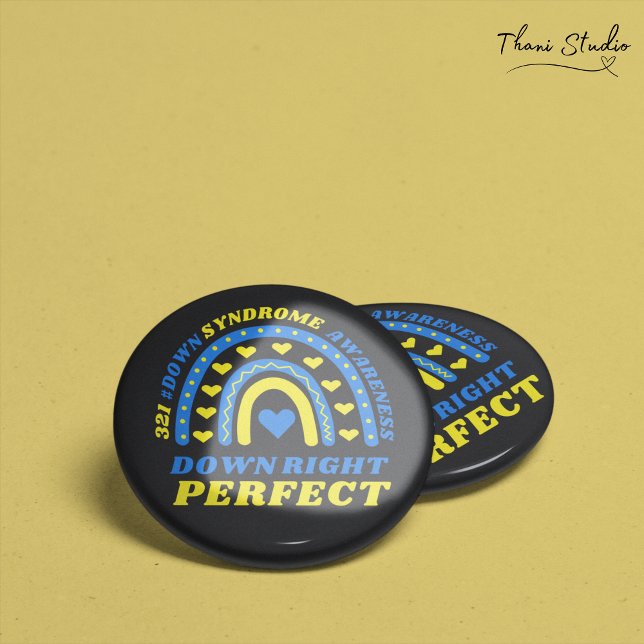 Down Right Perfect Rainbow World Down Syndrome Button (Creator Uploaded)