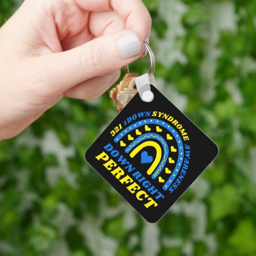 Down Right Perfect Rainbow World Down Syndrome Keychain