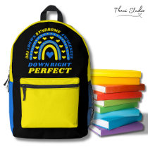 Down Right Perfect Rainbow World Down Syndrome Printed Backpack