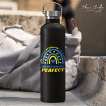 Down Right Perfect Rainbow World Down Syndrome Water Bottle<br><div class="desc">Embrace the vibrant spirit of diversity with our ‘Down Right Perfect’ design in rainbow blue and yellow,  celebrating World Down Syndrome Awareness. This unique design captures the essence of beauty,  joy,  and uniqueness within the Down syndrome community.</div>