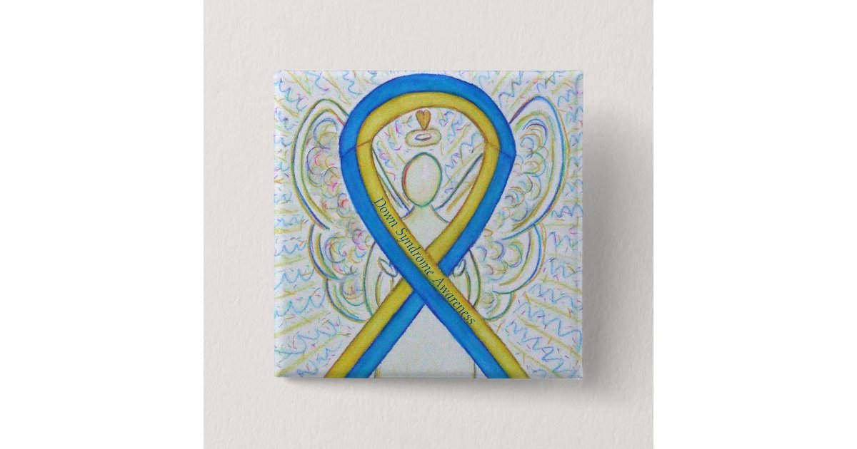 Down Syndrome Angel Awareness Ribbon Button Pin | Zazzle