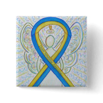 Down Syndrome Angel Awareness Ribbon Button Pin