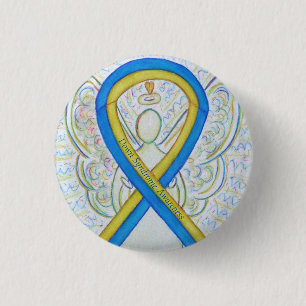Down Syndrome Angel Awareness Ribbon Button Pin