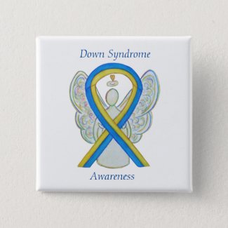 Down Syndrome Angel Awareness Ribbon Custom Pins