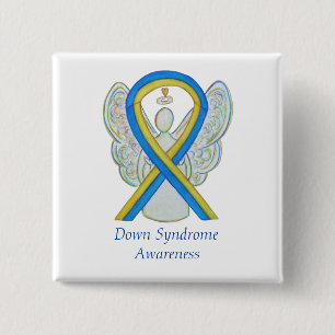 Down Syndrome Angel Awareness Ribbon Pin Buttons