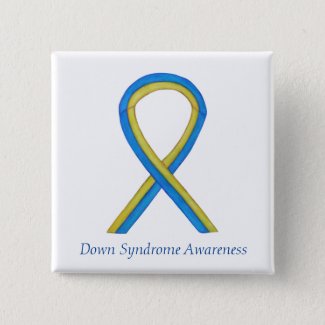 Down Syndrome Art Awareness Ribbon Pin Buttons