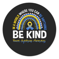 Down Syndrome Awareness Be Kind World Rainbow Boho Classic Round Sticker