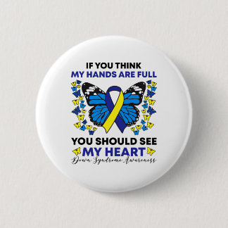 Down Syndrome Awareness Blue And Yellow Ribbon T21 Button