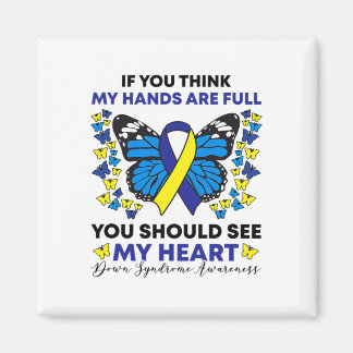 Down Syndrome Awareness Blue And Yellow Ribbon T21 Magnet