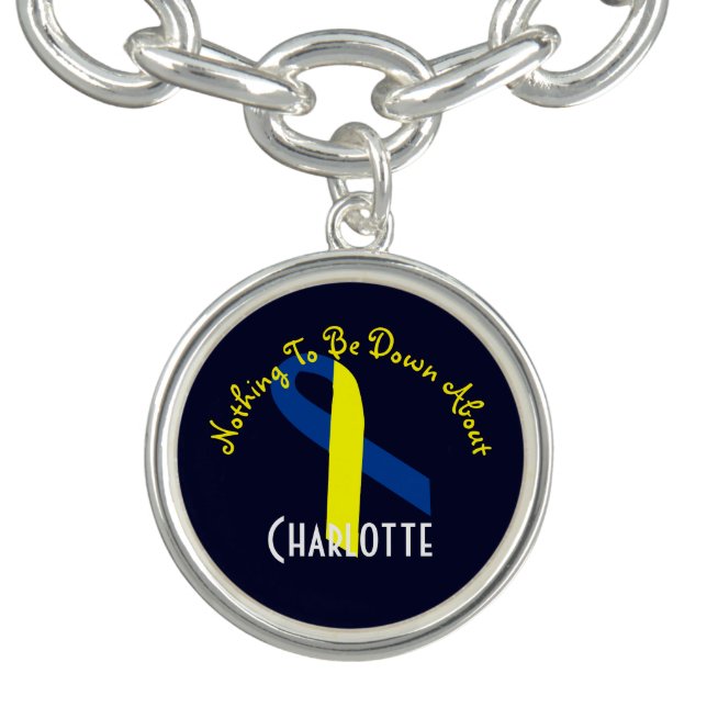 Down Syndrome Awareness Blue Yellow Ribbon Bracelet (Design)