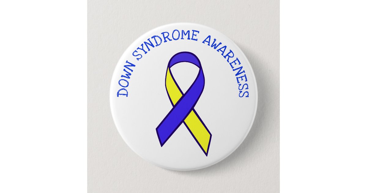 Down Syndrome Awareness Blue Yellow Ribbon Button | Zazzle