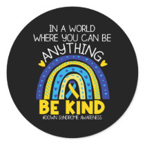 - Down Syndrome Awareness Blue Yellow Ribbon  Classic Round Sticker