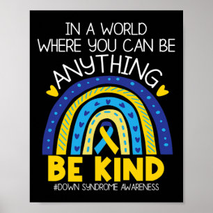 - Down Syndrome Awareness Blue Yellow Ribbon  Poster