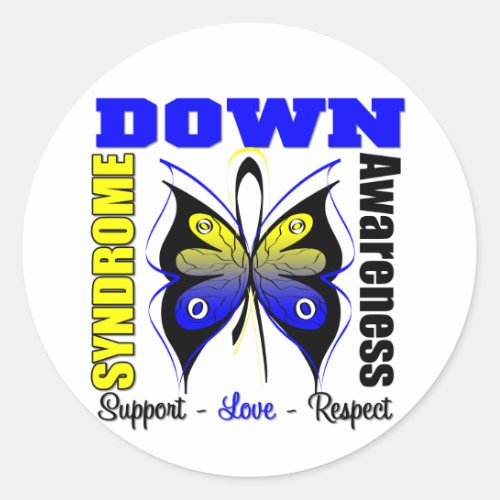 Down Syndrome Awareness Butterfly Classic Round Sticker