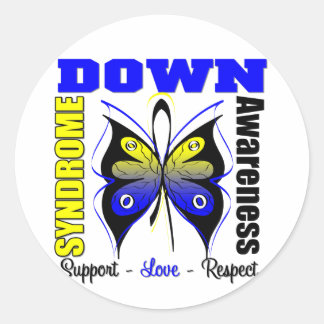 Down Syndrome Awareness Butterfly Classic Round Sticker