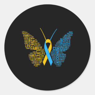 Down Syndrome Awareness Butterfly Support Gift Classic Round Sticker