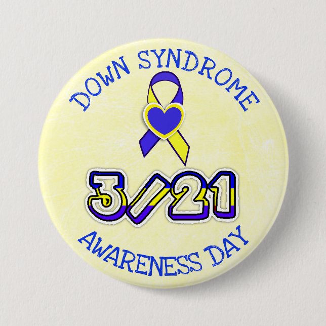 Down Syndrome Awareness Day 3.21 Ribbon Button (Front)